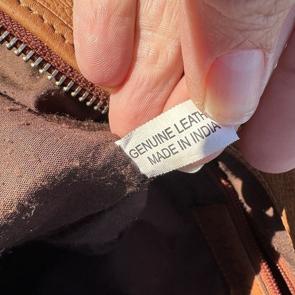 Vilenca Holland | Purse Shoulder Bag Brown Leather Basketweave Crossbody Zip - Picture 12 of 13